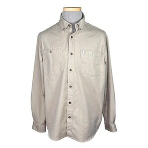 Carhartt Men’s Tan Cotton Relaxed Fit Long Sleeve Button Down Shirt XL